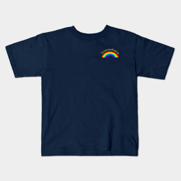 Small Rainbows Gold Somewhere Kids T-Shirt by ellenhenryart
